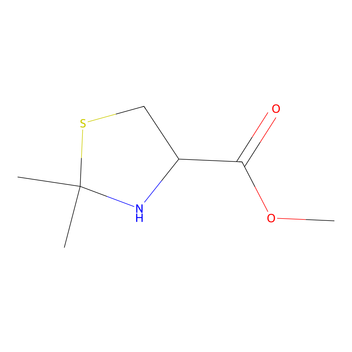 Methyl 2,2-dimethyl-1,3-thiazolidine-4-carboxylate molecular structure, CAS 3963-75-5