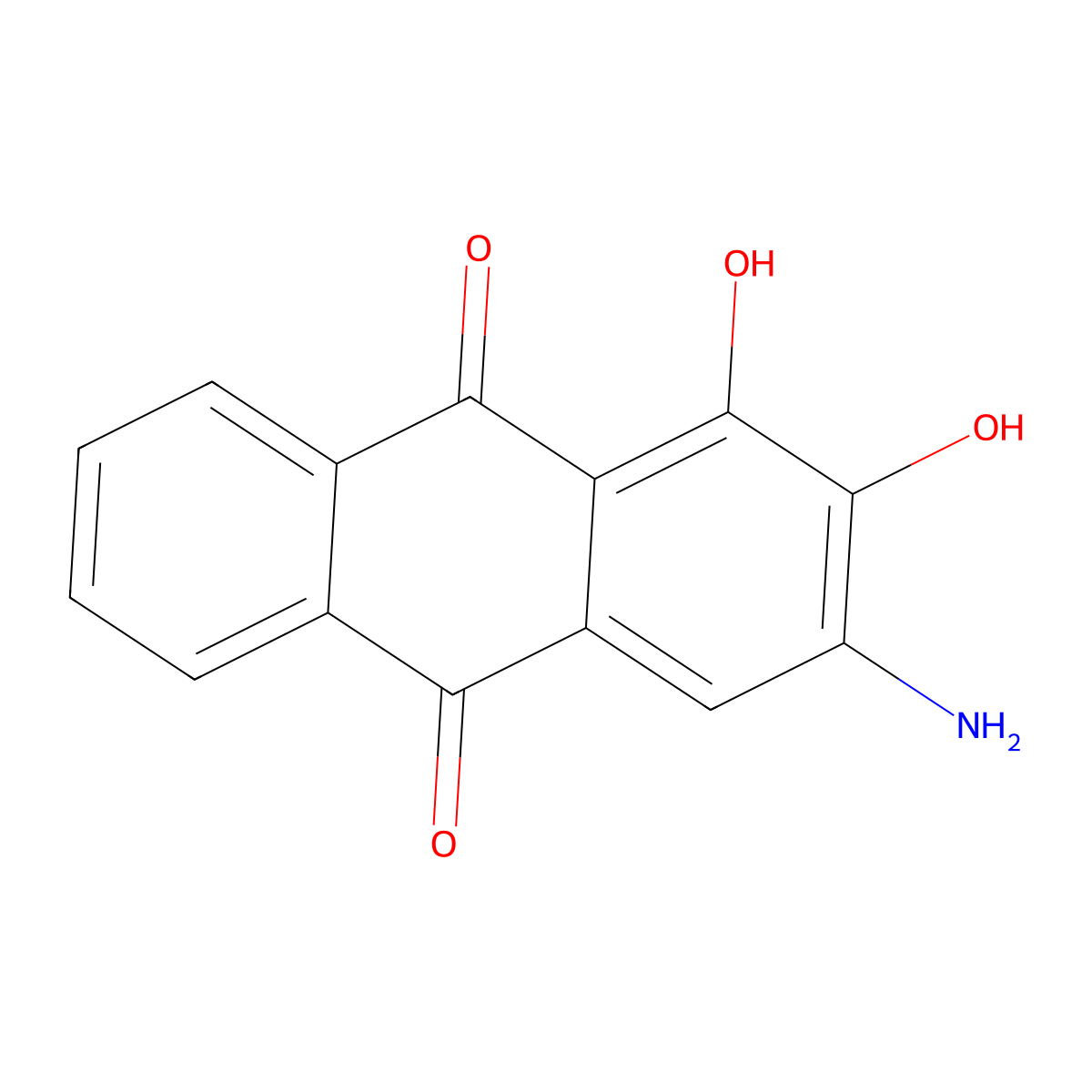 3-Amino-1,2-dihydroxyanthraquinone molecular structure, CAS 3963-78-8