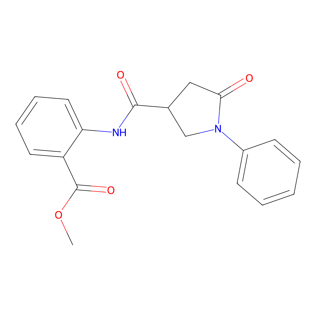 N-(o-Carboxyphenyl)-2-oxo-1-phenyl-4-pyrrolidinecarboxamide molecular structure, CAS 39630-04-1
