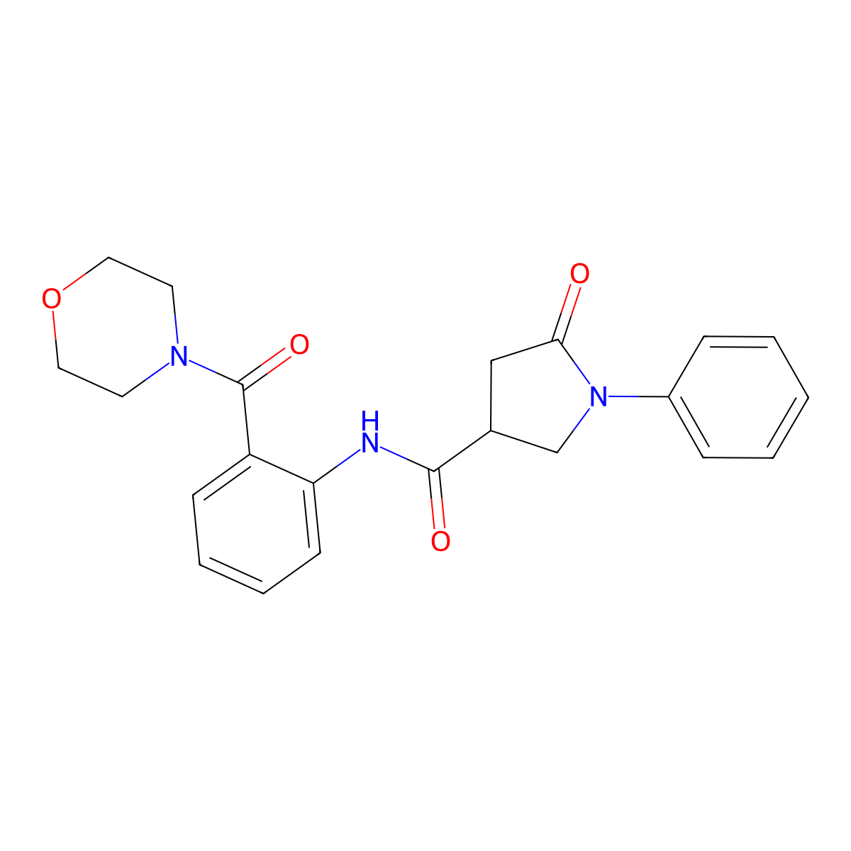 4-Pyrrolidinecarboxamide, N-(o-(morpholinocarbonyl)phenyl)-2-oxo-1-phenyl- molecular structure, CAS 39630-05-2