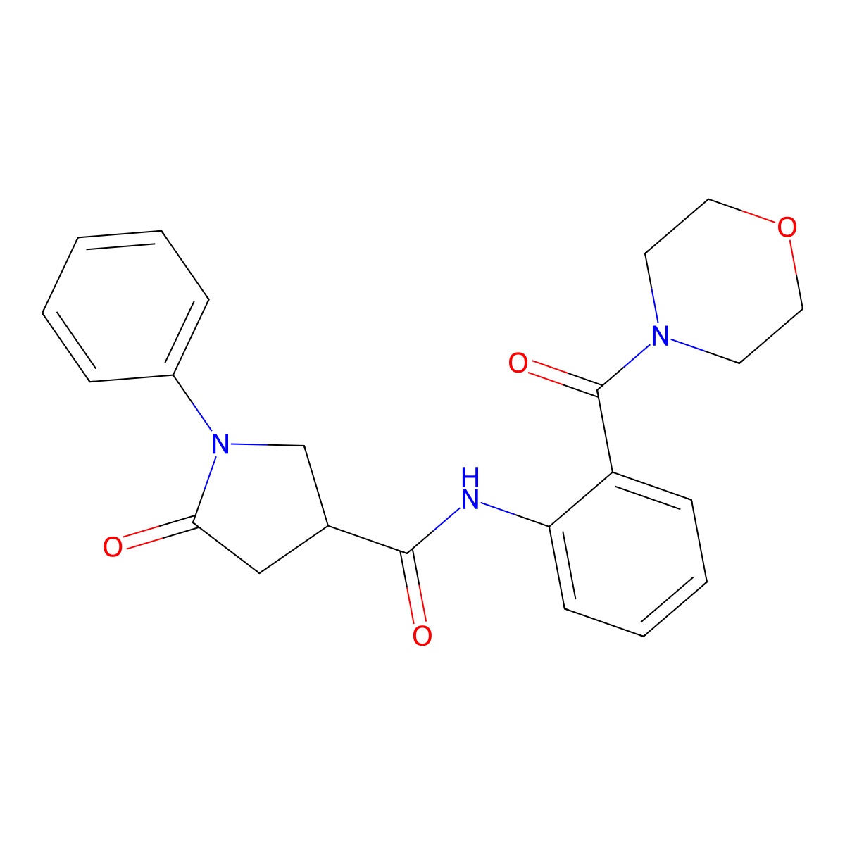 4-Pyrrolidinecarboxamide, N-(o-(morpholinocarbonyl)phenyl)-2-oxo-1-phenyl- molecular structure, CAS 39630-05-2