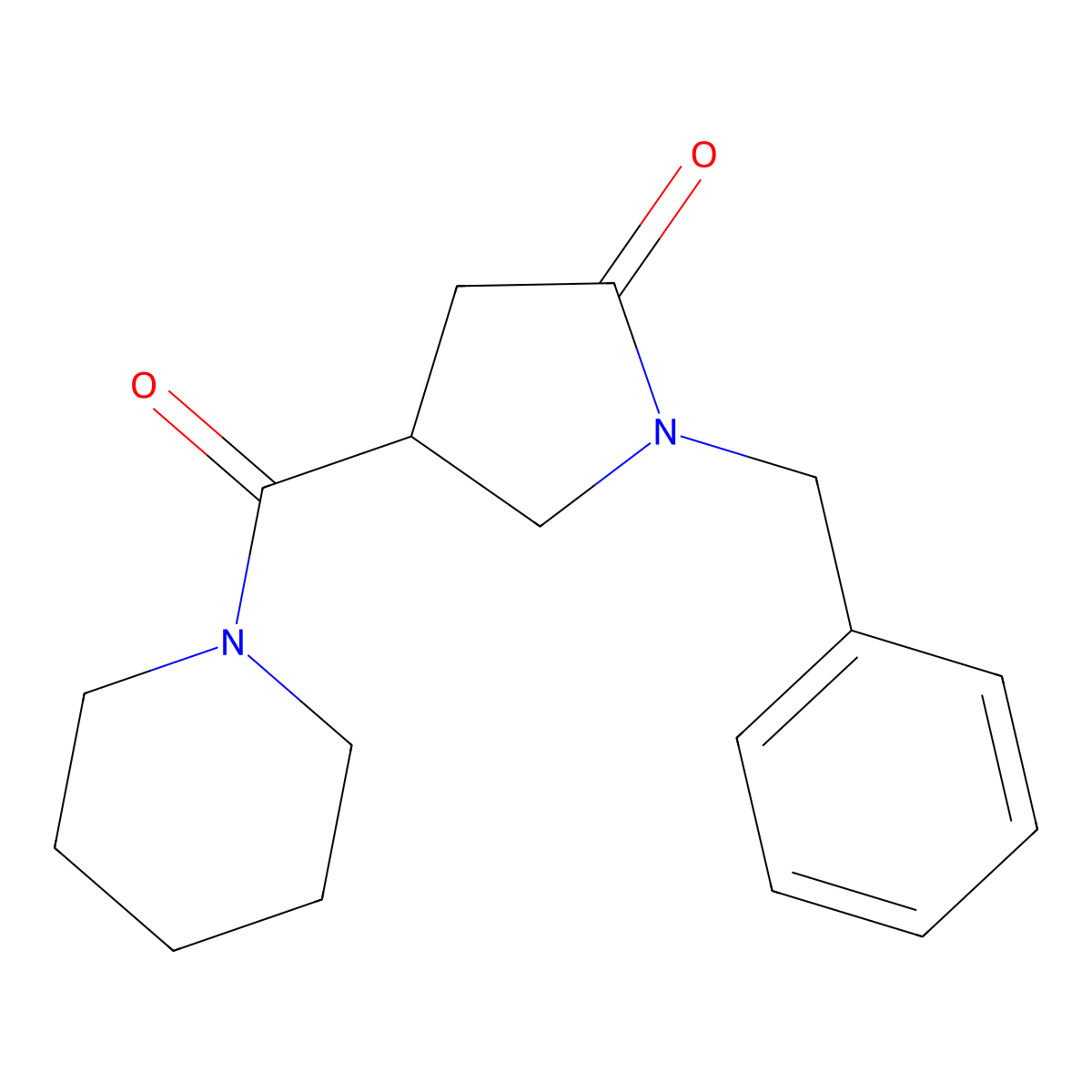 1-Benzyl-4-(piperidine-1-carbonyl)pyrrolidin-2-one molecular structure, CAS 39630-14-3