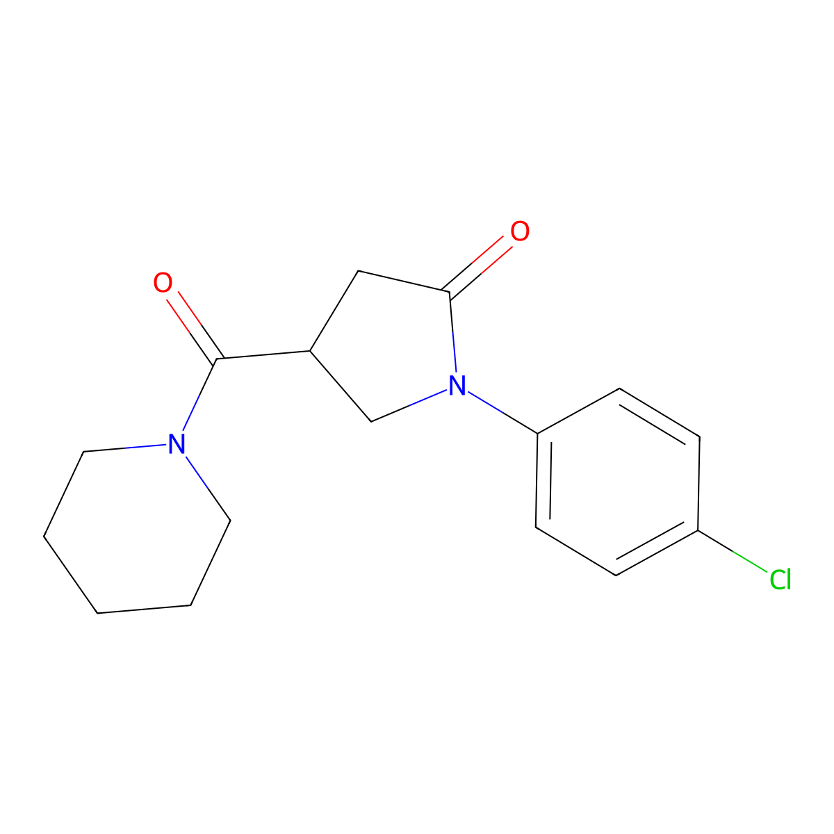 1-(4-Chlorophenyl)-4-(piperidine-1-carbonyl)pyrrolidin-2-one molecular structure, CAS 39630-15-4