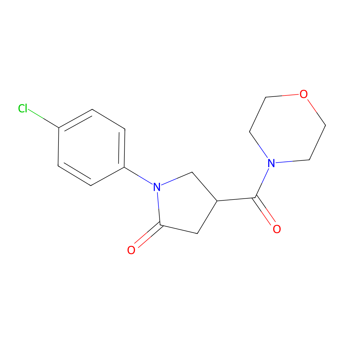 1-(4-Chlorophenyl)-4-(morpholine-4-carbonyl)pyrrolidin-2-one molecular structure, CAS 39630-16-5