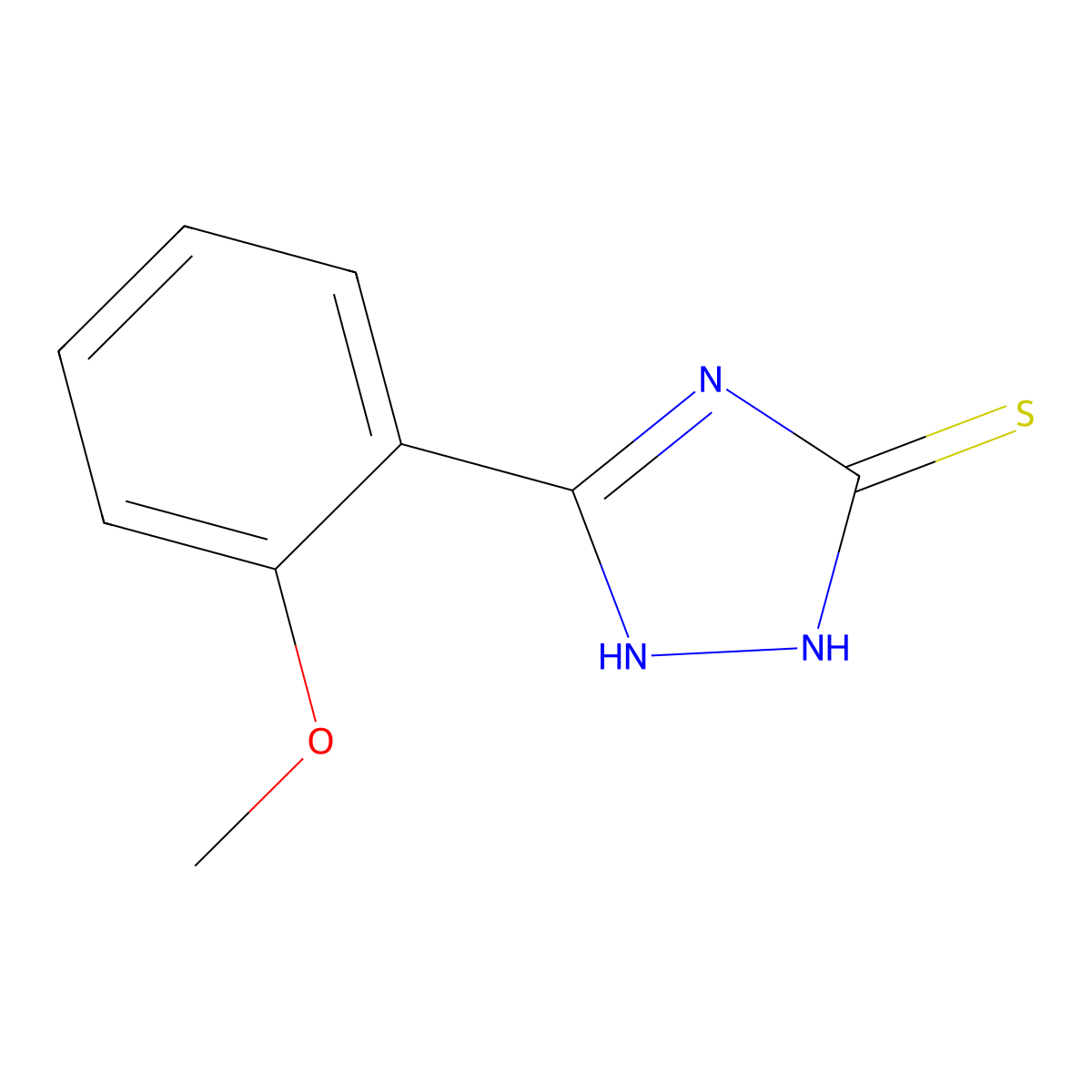3H-1,2,4-Triazole-3-thione, 1,2-dihydro-5-(2-methoxyphenyl)- molecular structure, CAS 39631-37-3