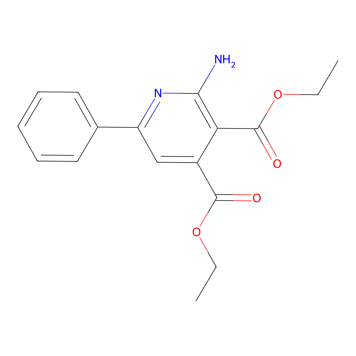 Diethyl 2-amino-6-phenylpyridine-3,4-dicarboxylate molecular structure, CAS 39632-83-2