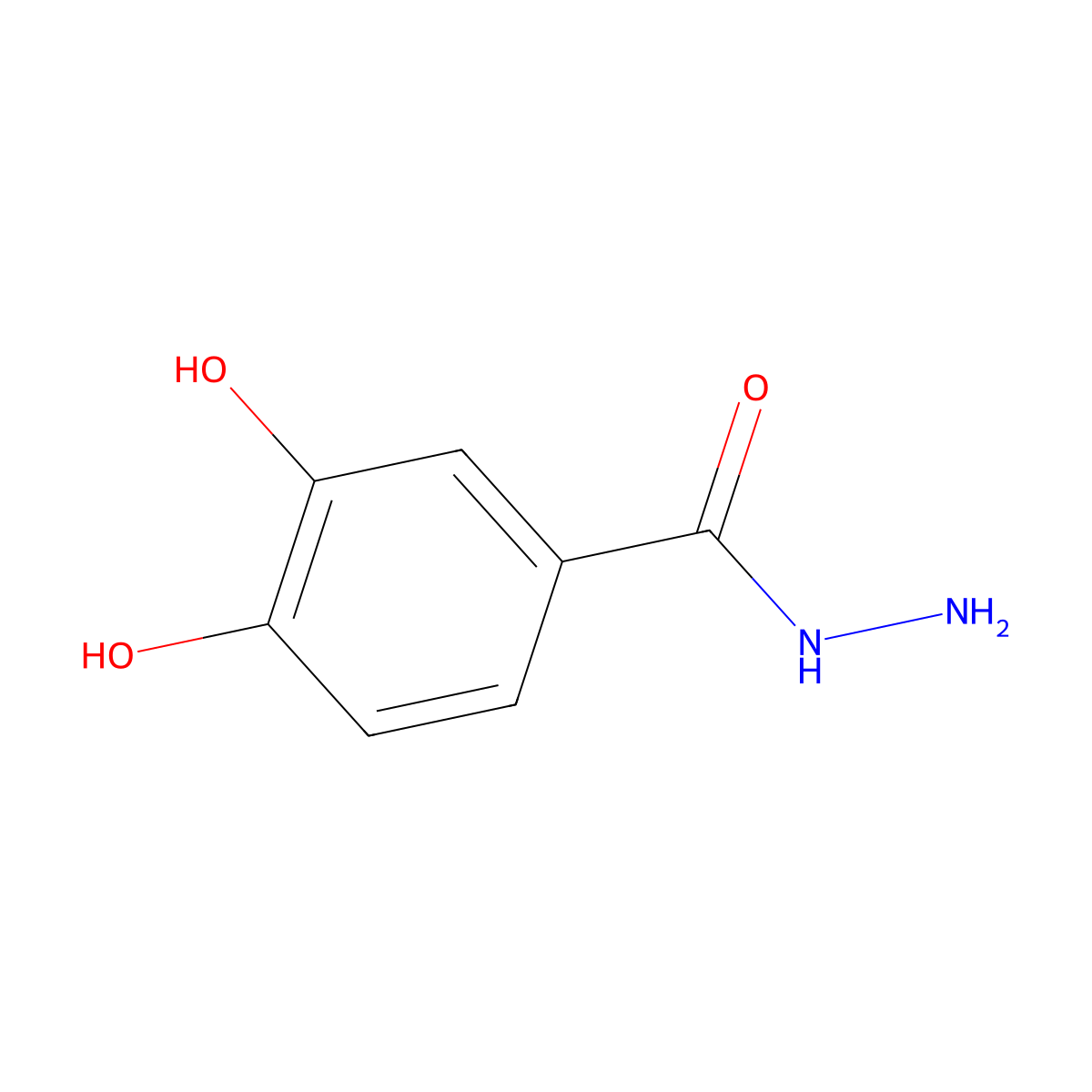 3,4-Dihydroxybenzohydrazide molecular structure, CAS 39635-11-5
