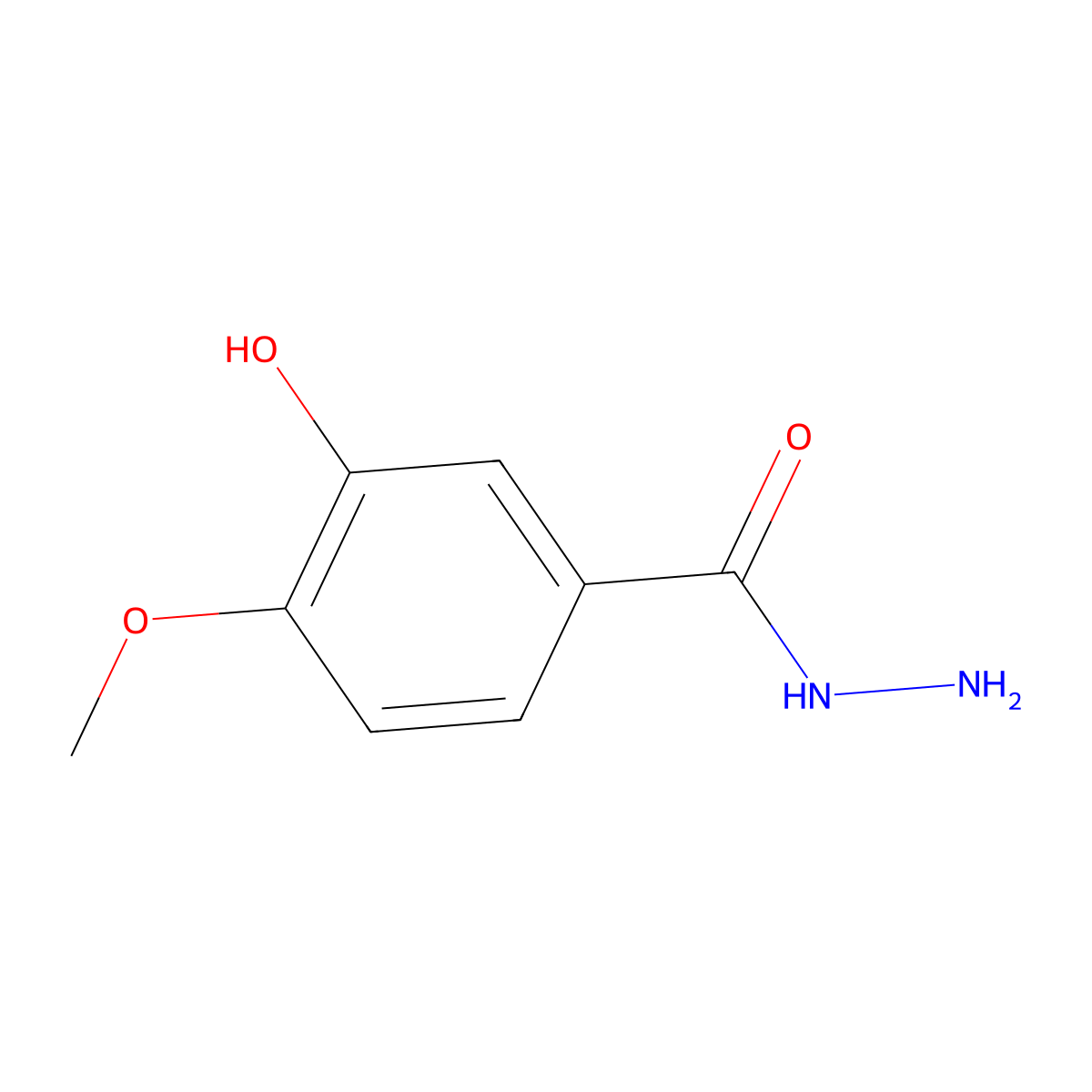 3-Hydroxy-4-methoxybenzohydrazide molecular structure, CAS 39635-24-0
