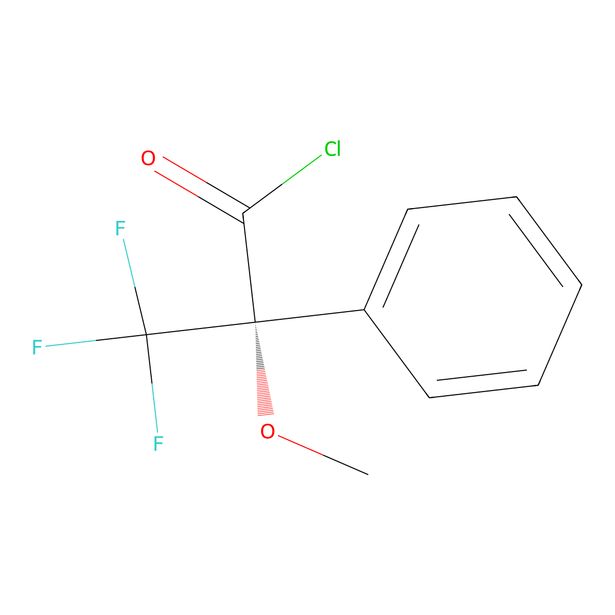 (-)-alpha-Methoxy-alpha-(trifluoromethyl)phenylacetyl chloride molecular structure, CAS 39637-99-5