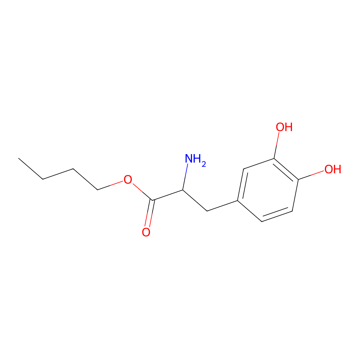 Levodopa butyl ester molecular structure, CAS 39638-52-3