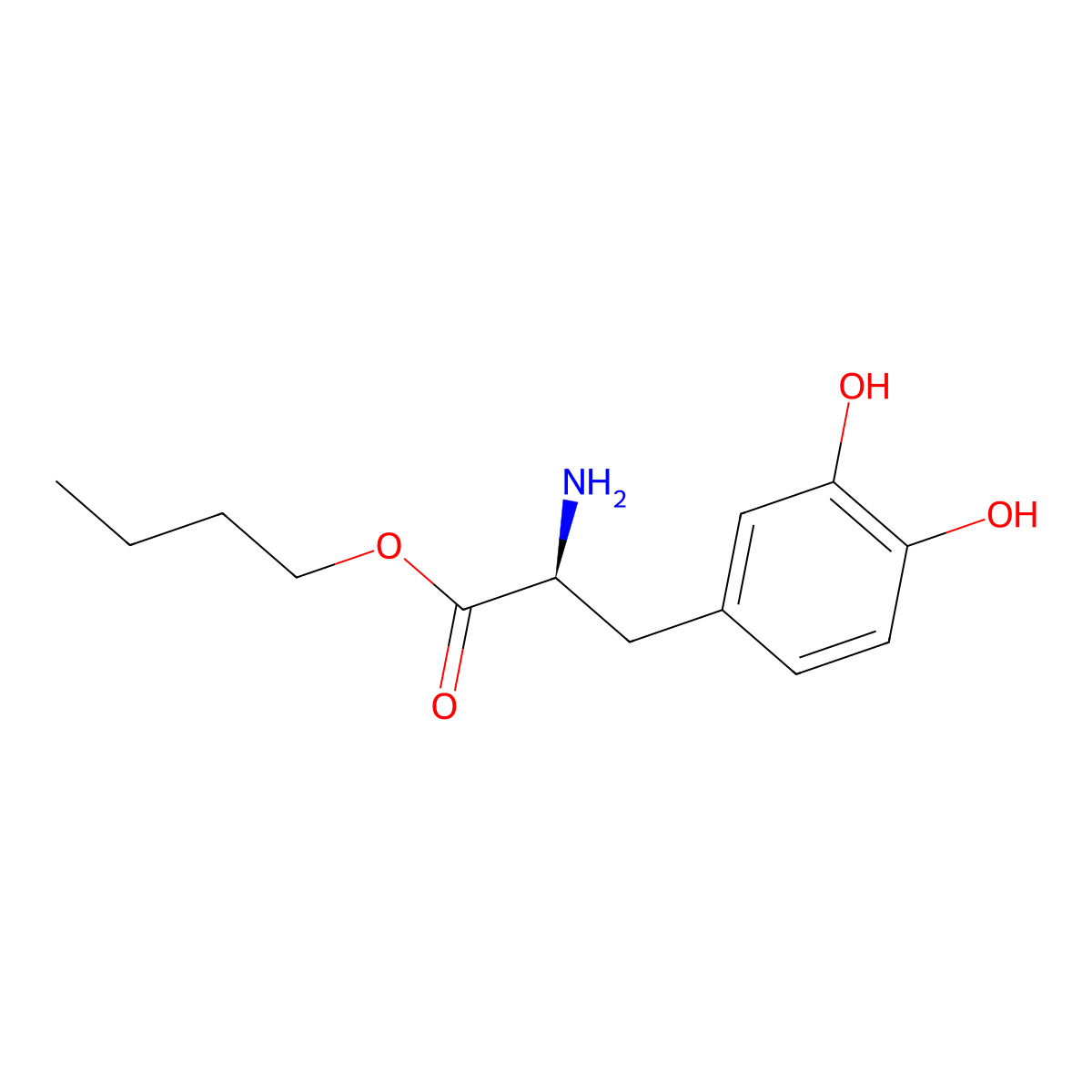 Levodopa butyl ester molecular structure, CAS 39638-52-3