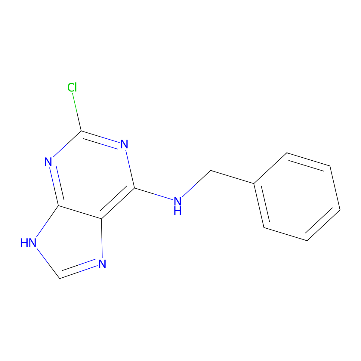 N-Benzyl-2-chloro-9H-purin-6-amine molecular structure, CAS 39639-47-9