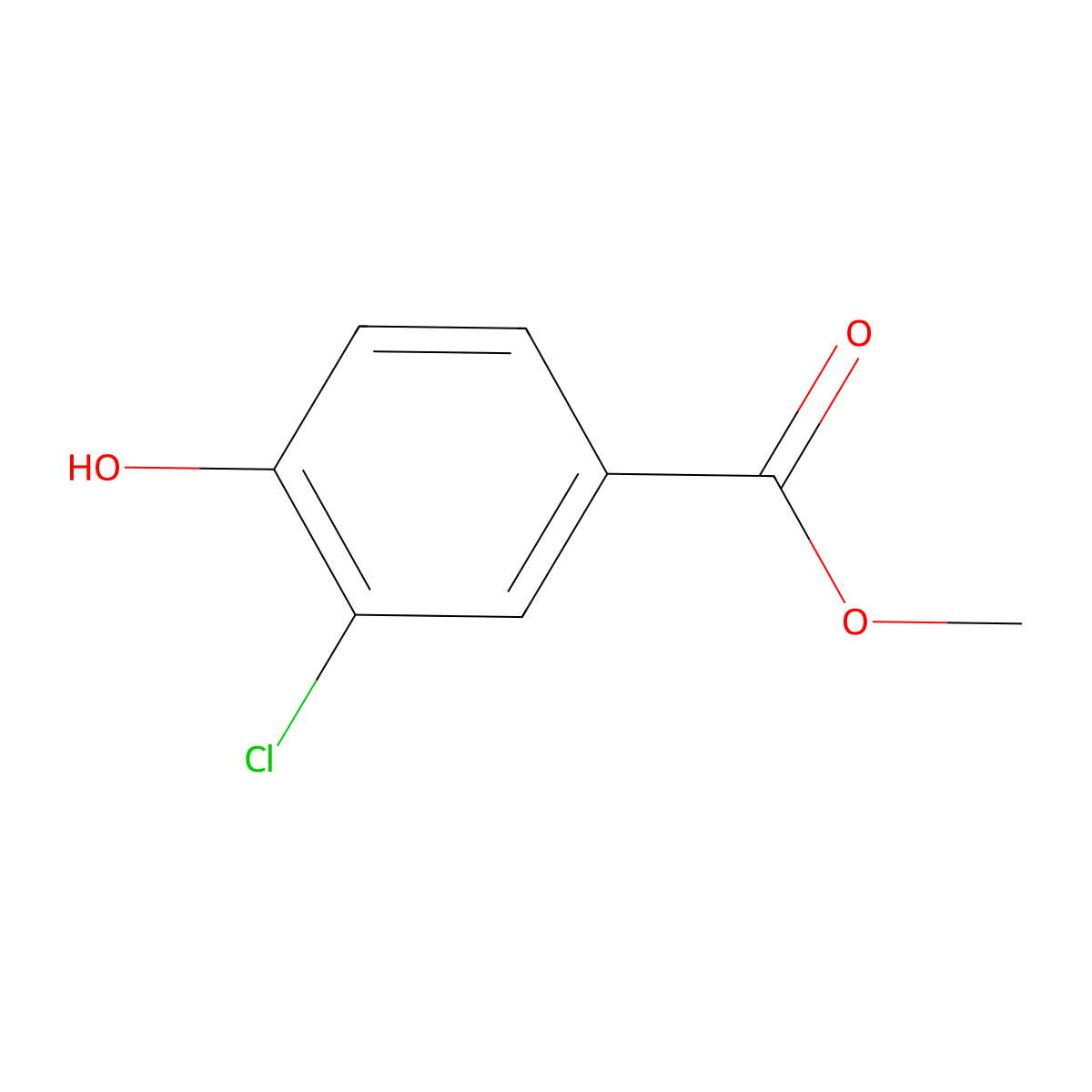 Methyl 3-chloro-4-hydroxybenzoate molecular structure, CAS 3964-57-6