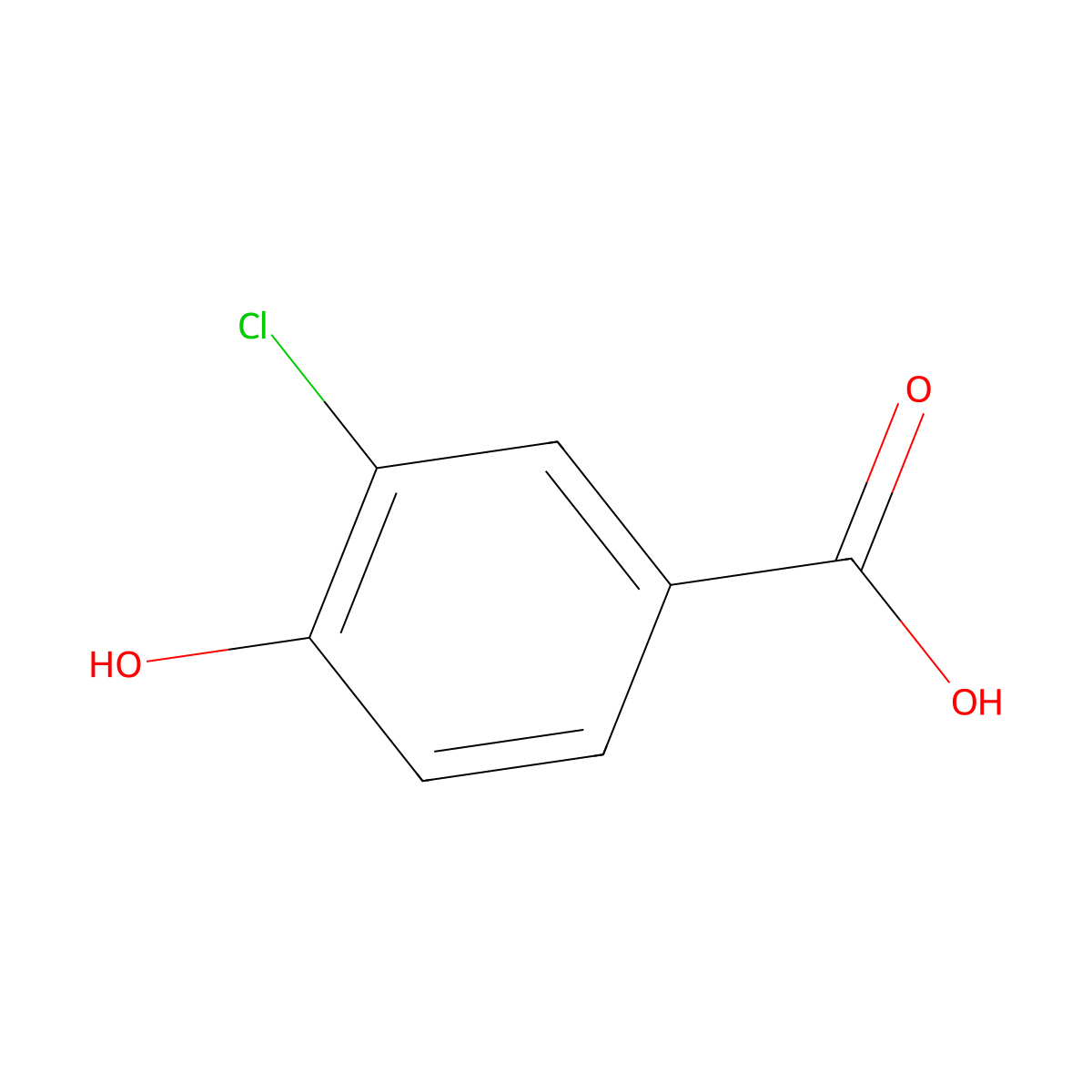 3-Chloro-4-hydroxybenzoic acid molecular structure, CAS 3964-58-7