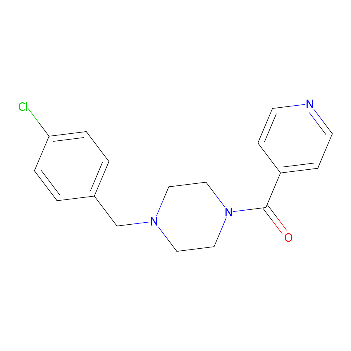 1-(4-Chlorobenzyl)-4-isonicotinoylpiperazine molecular structure, CAS 39640-10-3