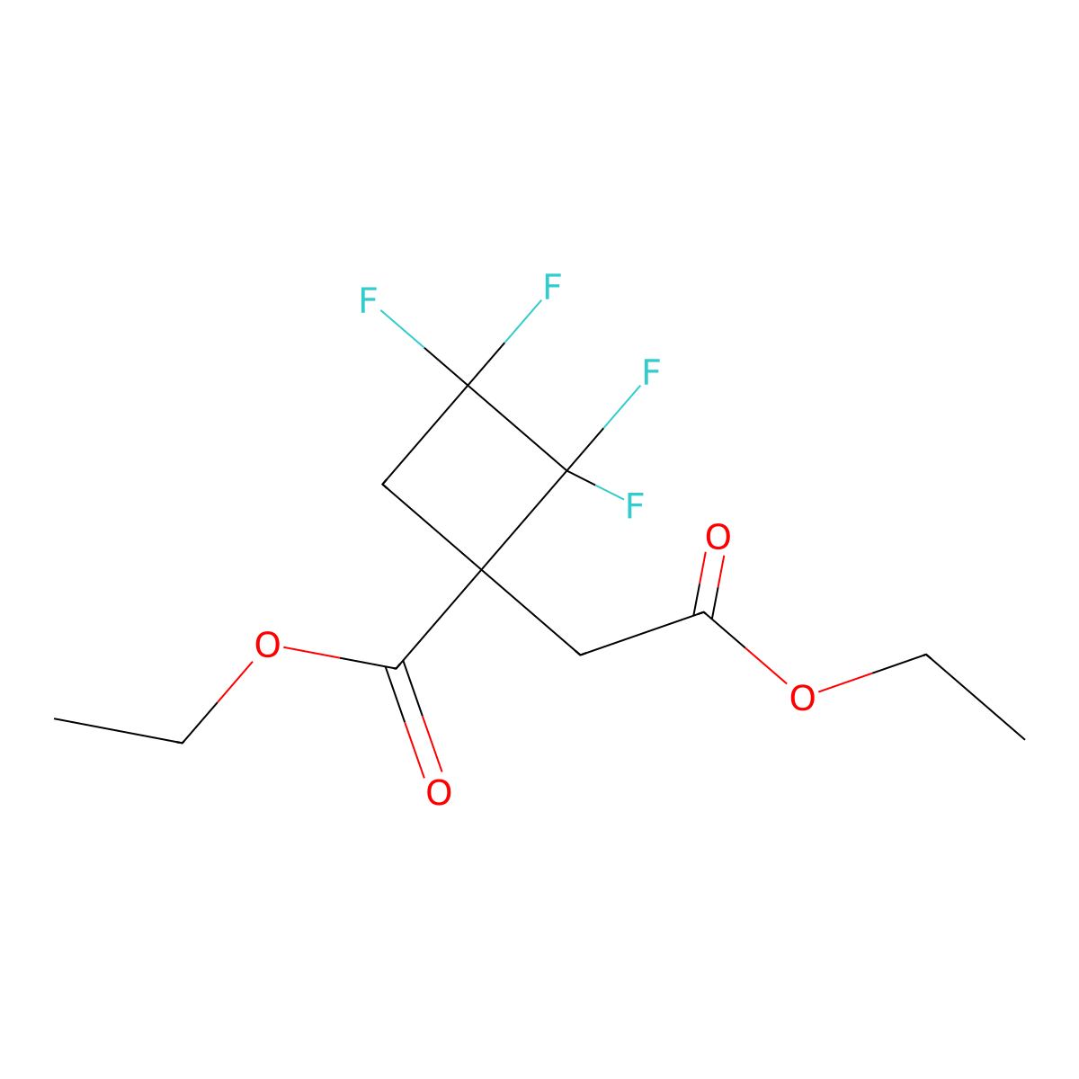 Ethyl 1-(2-ethoxy-2-oxoethyl)-2,2,3,3-tetrafluorocyclobutane-1-carboxylate molecular structure, CAS 39645-36-8