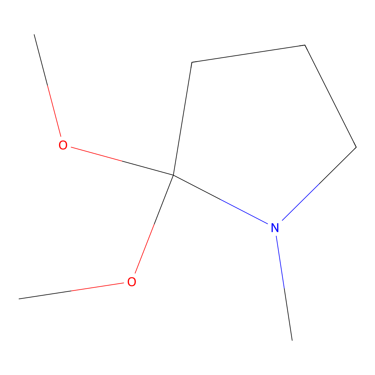2,2-Dimethoxy-1-methylpyrrolidine molecular structure, CAS 39650-82-3