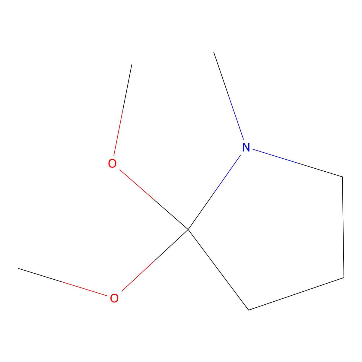 2,2-Dimethoxy-1-methylpyrrolidine molecular structure, CAS 39650-82-3