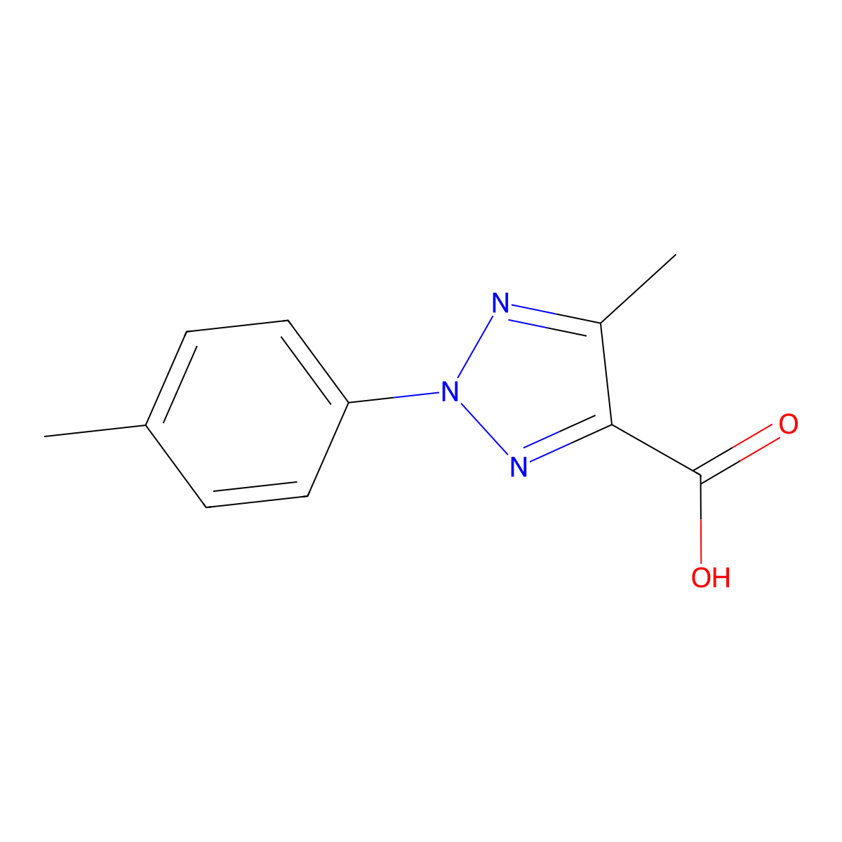 5-methyl-2-(4-methylphenyl)-2H-1,2,3-triazole-4-carboxylic acid molecular structure, CAS 39657-59-5