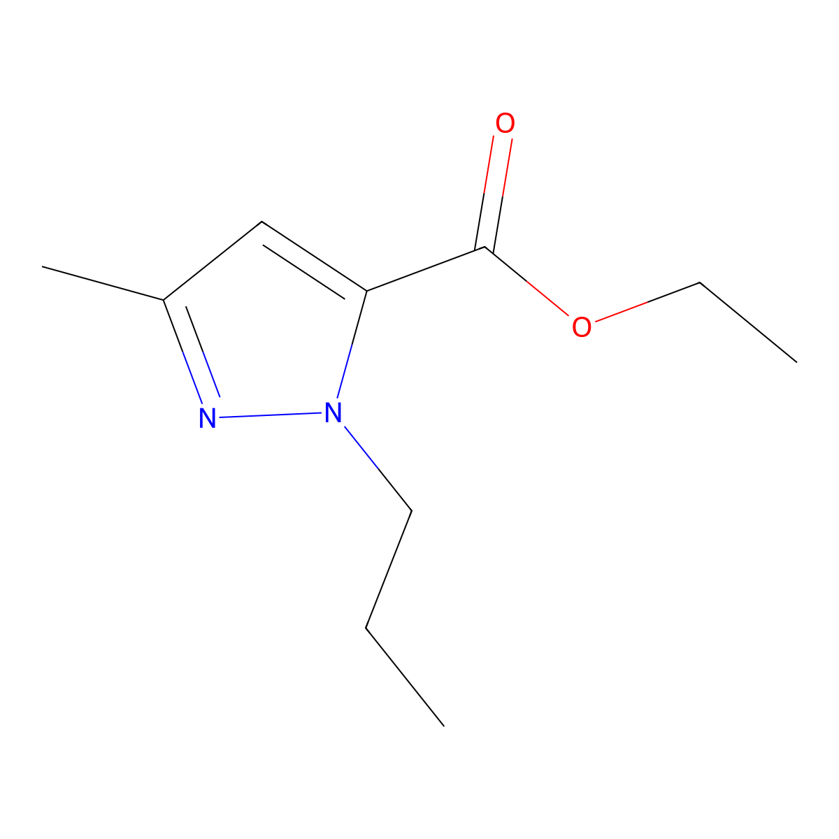ethyl 3-methyl-1-propyl-1H-pyrazole-5-carboxylate molecular structure, CAS 39658-15-6