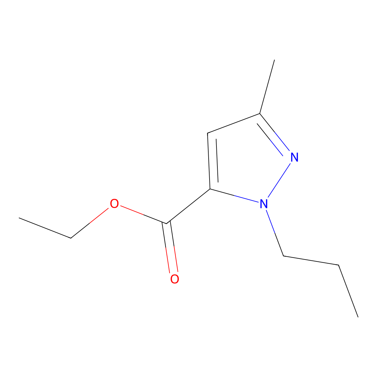 ethyl 3-methyl-1-propyl-1H-pyrazole-5-carboxylate molecular structure, CAS 39658-15-6