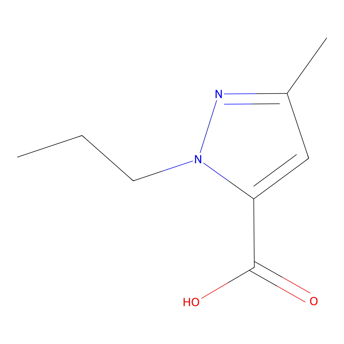 3-Methyl-1-propyl-1H-pyrazole-5-carboxylic acid molecular structure, CAS 39658-16-7