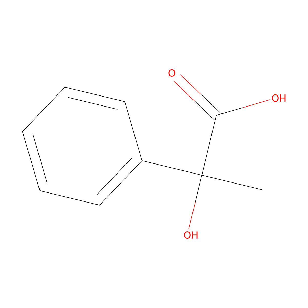 Atrolactic acid, (-)- molecular structure, CAS 3966-30-1