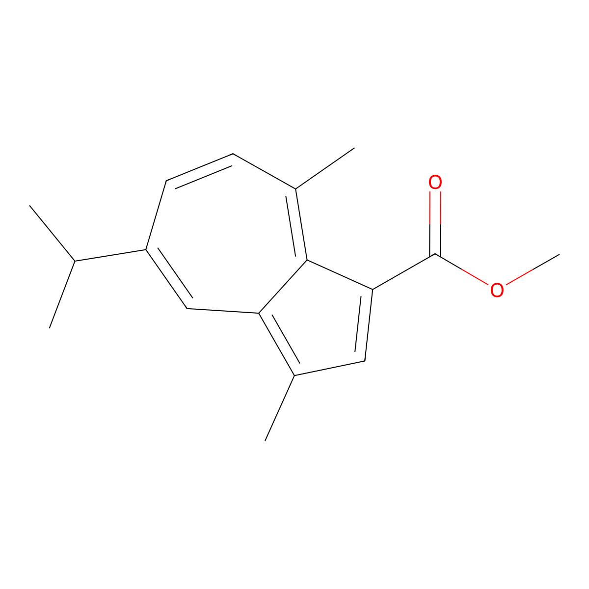 Methyl 5-isopropyl-3,8-dimethylazulene-1-carboxylate molecular structure, CAS 39665-58-2