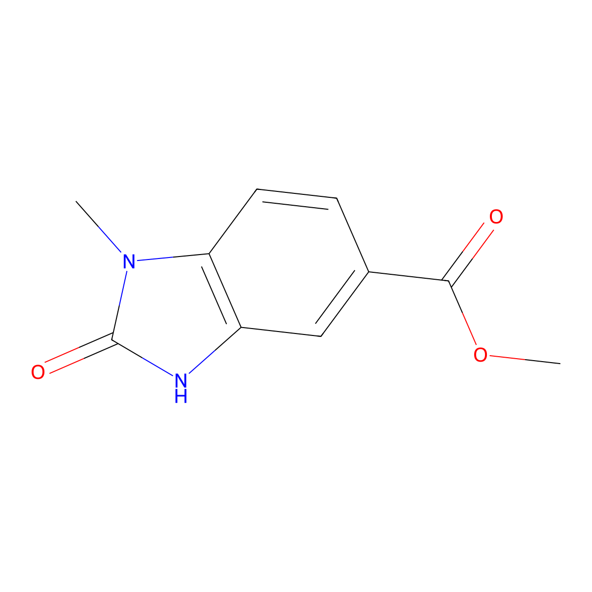 methyl 1-methyl-2-oxo-2,3-dihydro-1H-1,3-benzimidazole-5-carboxylate molecular structure, CAS 396652-38-3