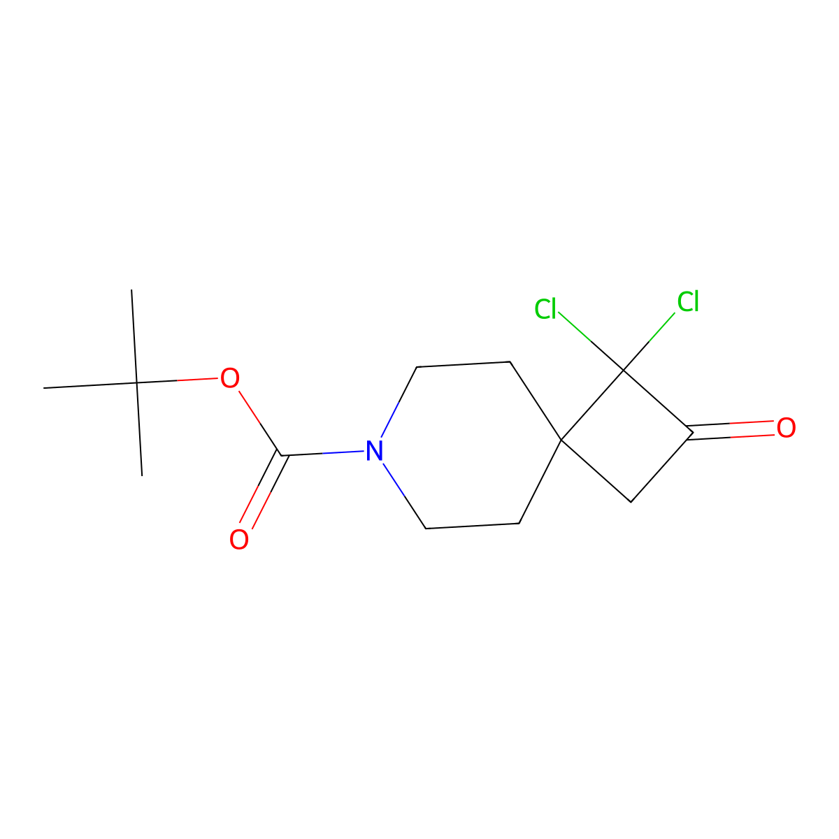 Tert-butyl 1,1-dichloro-2-oxo-7-azaspiro[3.5]nonane-7-carboxylate molecular structure, CAS 396653-31-9