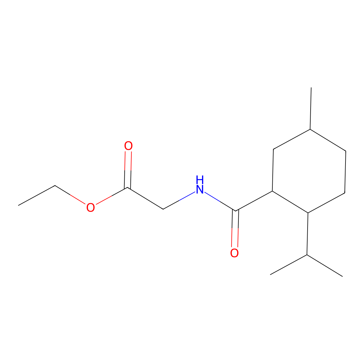 Ethyl N-((5-methyl-2-(isopropyl)cyclohexyl)carbonyl)glycinate molecular structure, CAS 39668-74-1