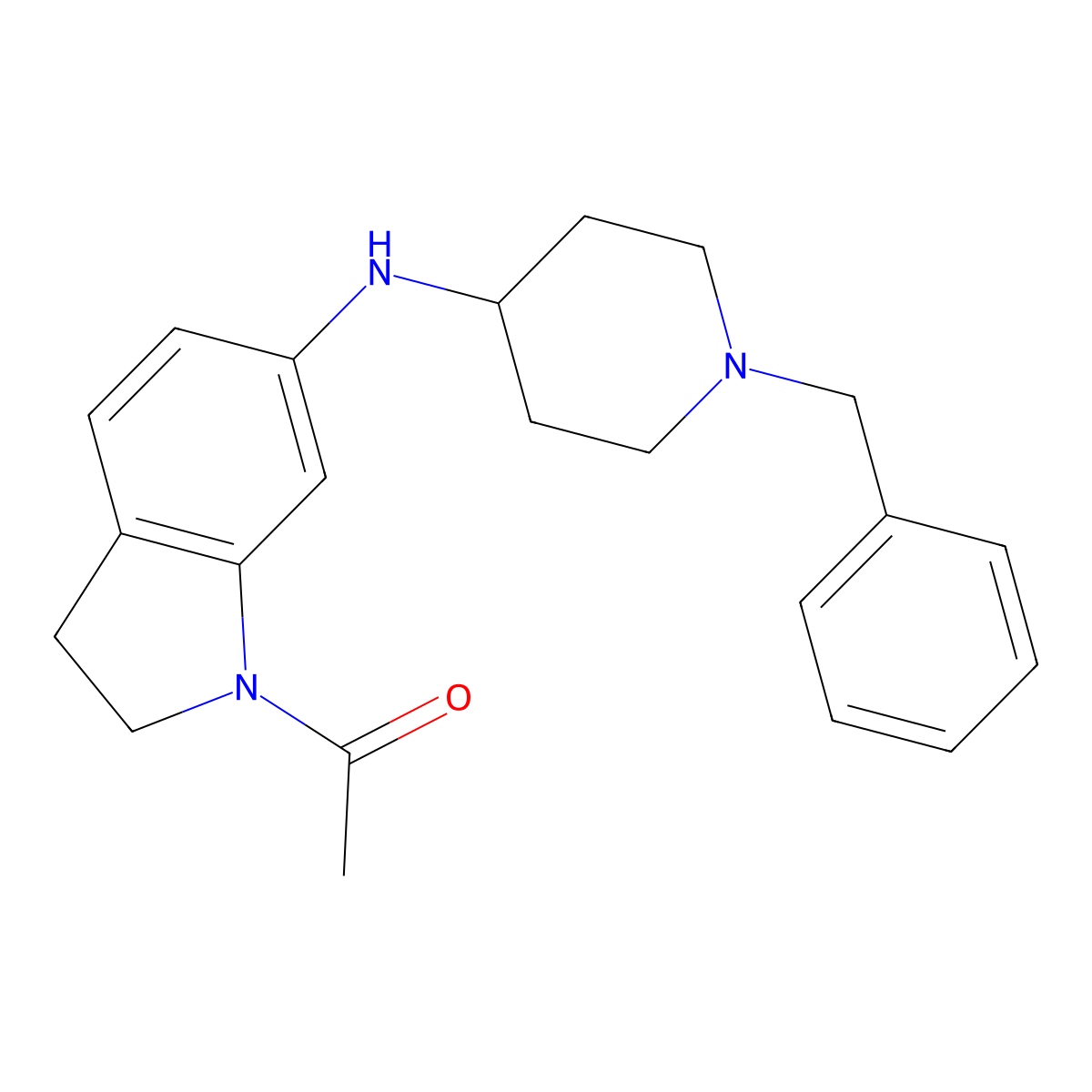 1-Acetyl-N-(1-benzylpiperidin-4-yl)-indolin-6-amine molecular structure, CAS 396682-63-6