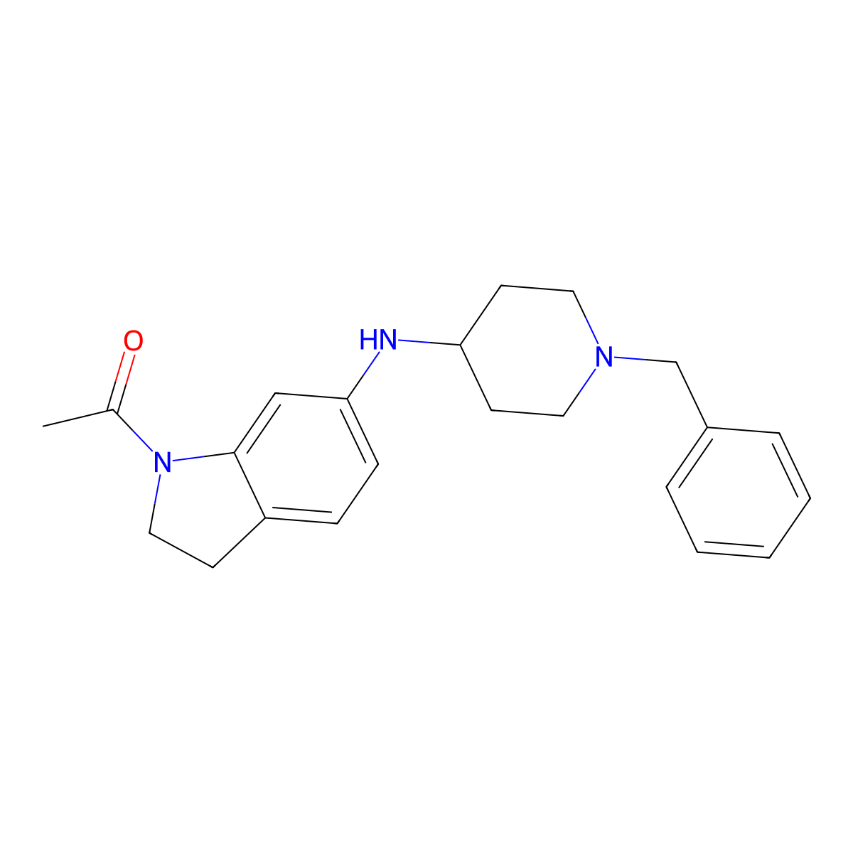 1-Acetyl-N-(1-benzylpiperidin-4-yl)-indolin-6-amine molecular structure, CAS 396682-63-6