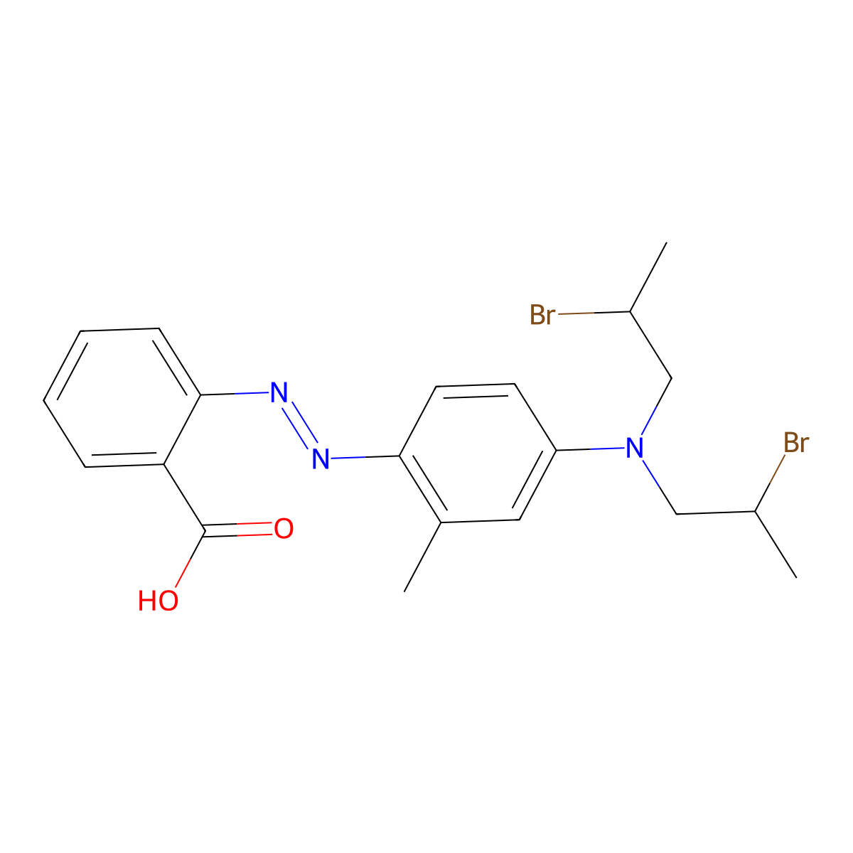 2-(2-(4-(Bis(2-bromopropyl)amino)-2-methylphenyl)diazenyl)benzoic acid molecular structure, CAS 39669-49-3
