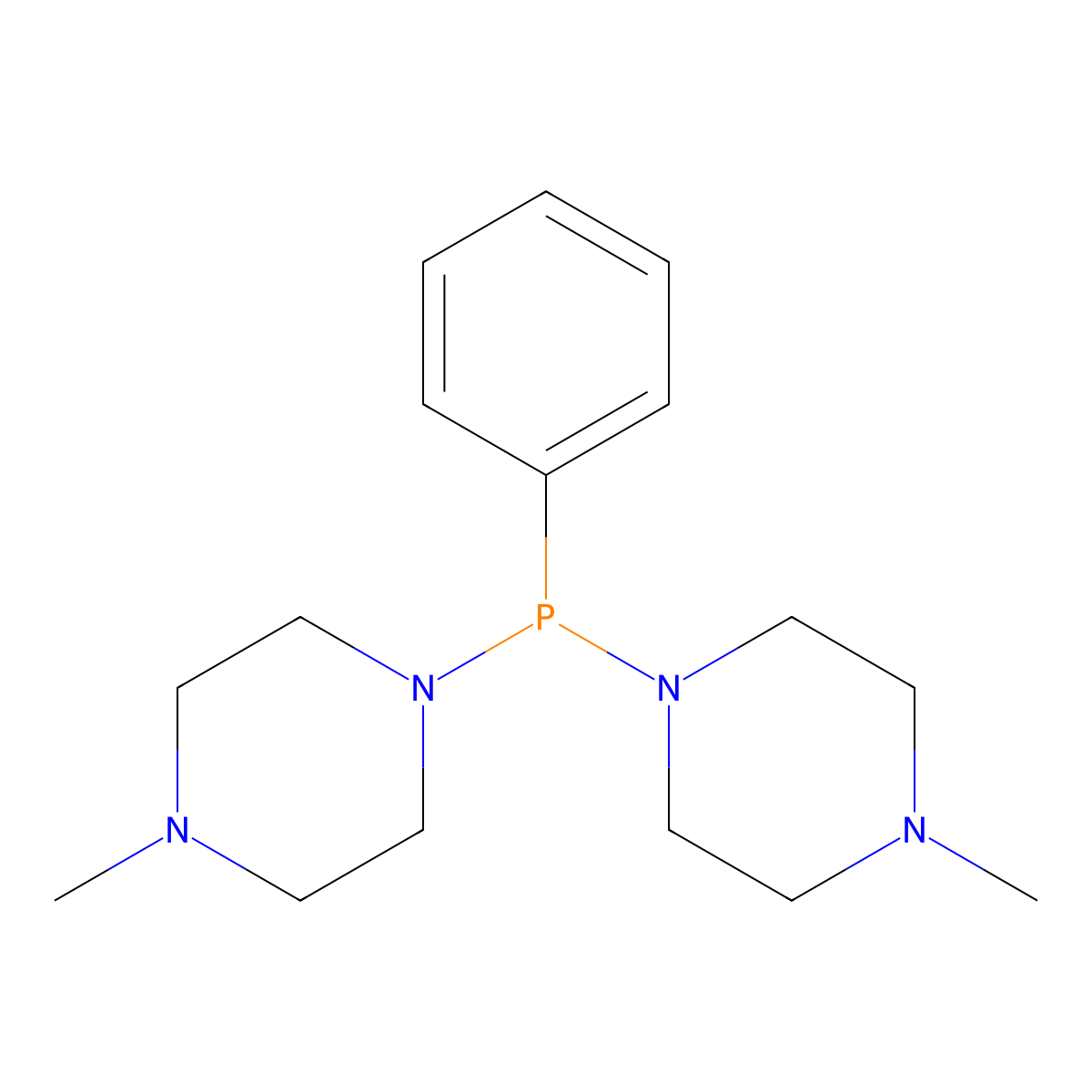1,1'-(Phenylphosphanediyl)bis(4-methylpiperazine) molecular structure, CAS 39669-99-3