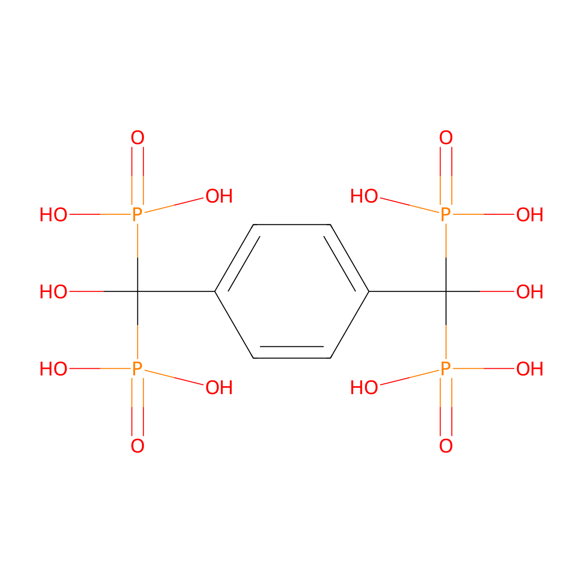 (1,4-Phenylenebis(hydroxymethanetriyl))tetrakis(phosphonic acid) molecular structure, CAS 396712-29-1