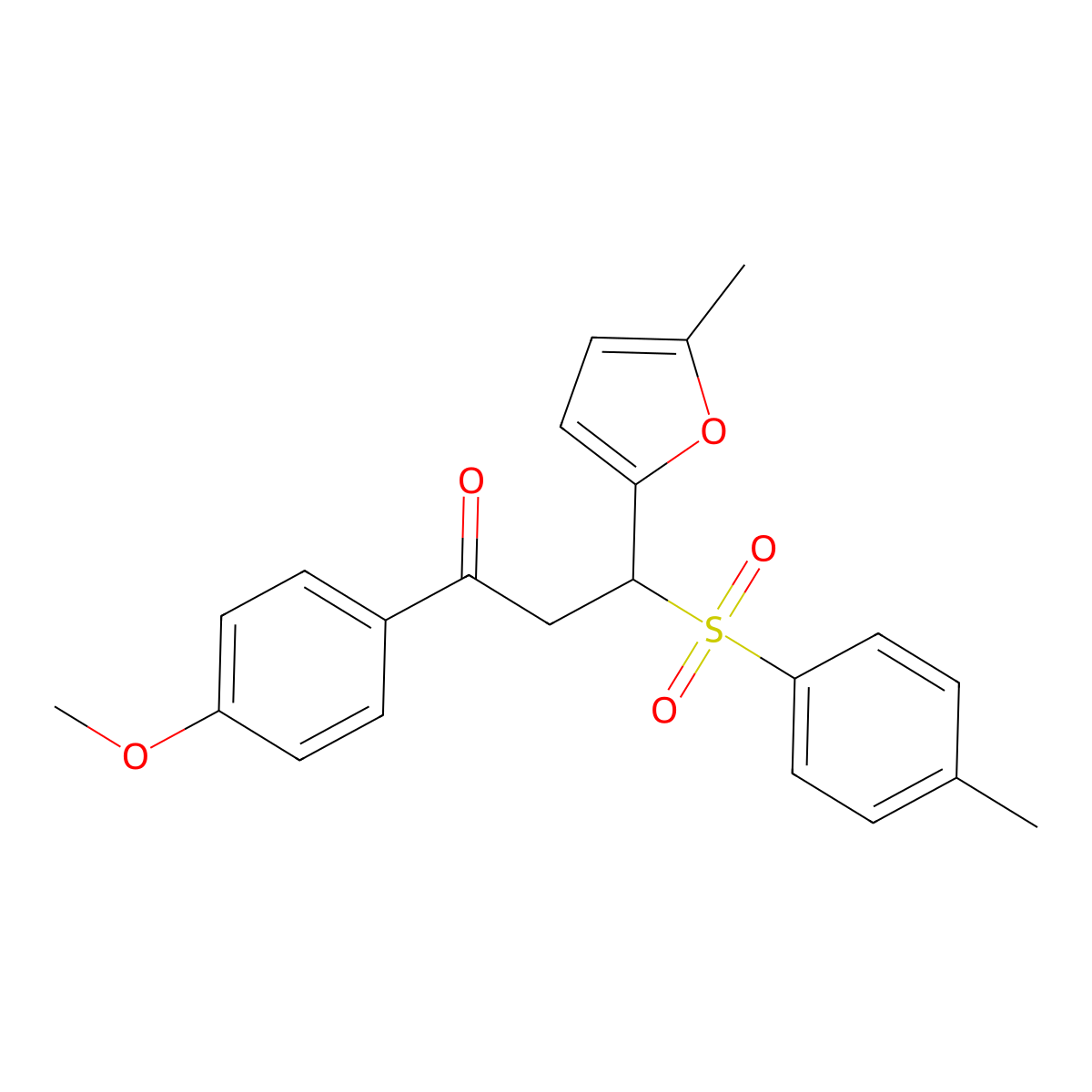 1-(4-Methoxyphenyl)-3-(5-methylfuran-2-yl)-3-(4-methylphenyl)sulfonylpropan-1-one molecular structure, CAS 396719-63-4