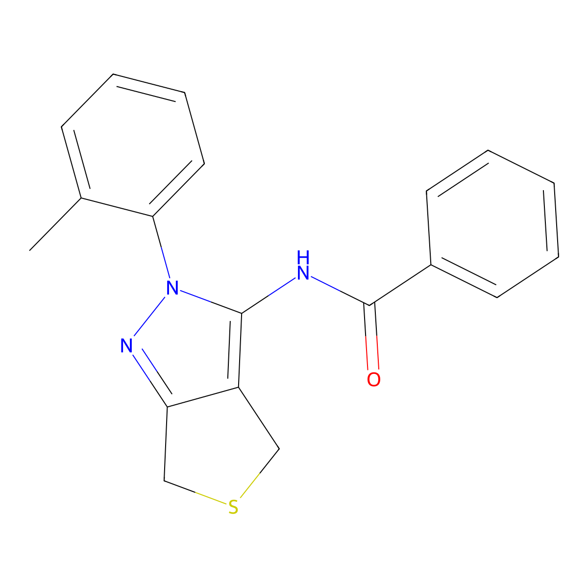 N-(2-(o-tolyl)-4,6-dihydro-2H-thieno[3,4-c]pyrazol-3-yl)benzamide molecular structure, CAS 396719-70-3