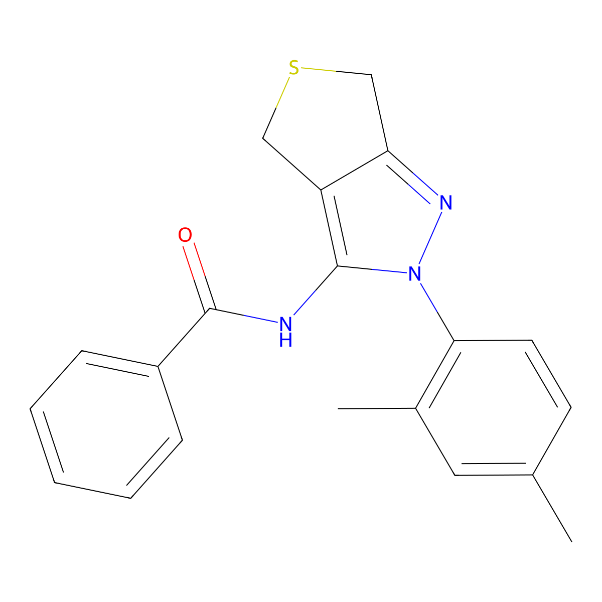 N-[2-(2,4-dimethylphenyl)-4,6-dihydrothieno[3,4-c]pyrazol-3-yl]benzamide molecular structure, CAS 396719-73-6