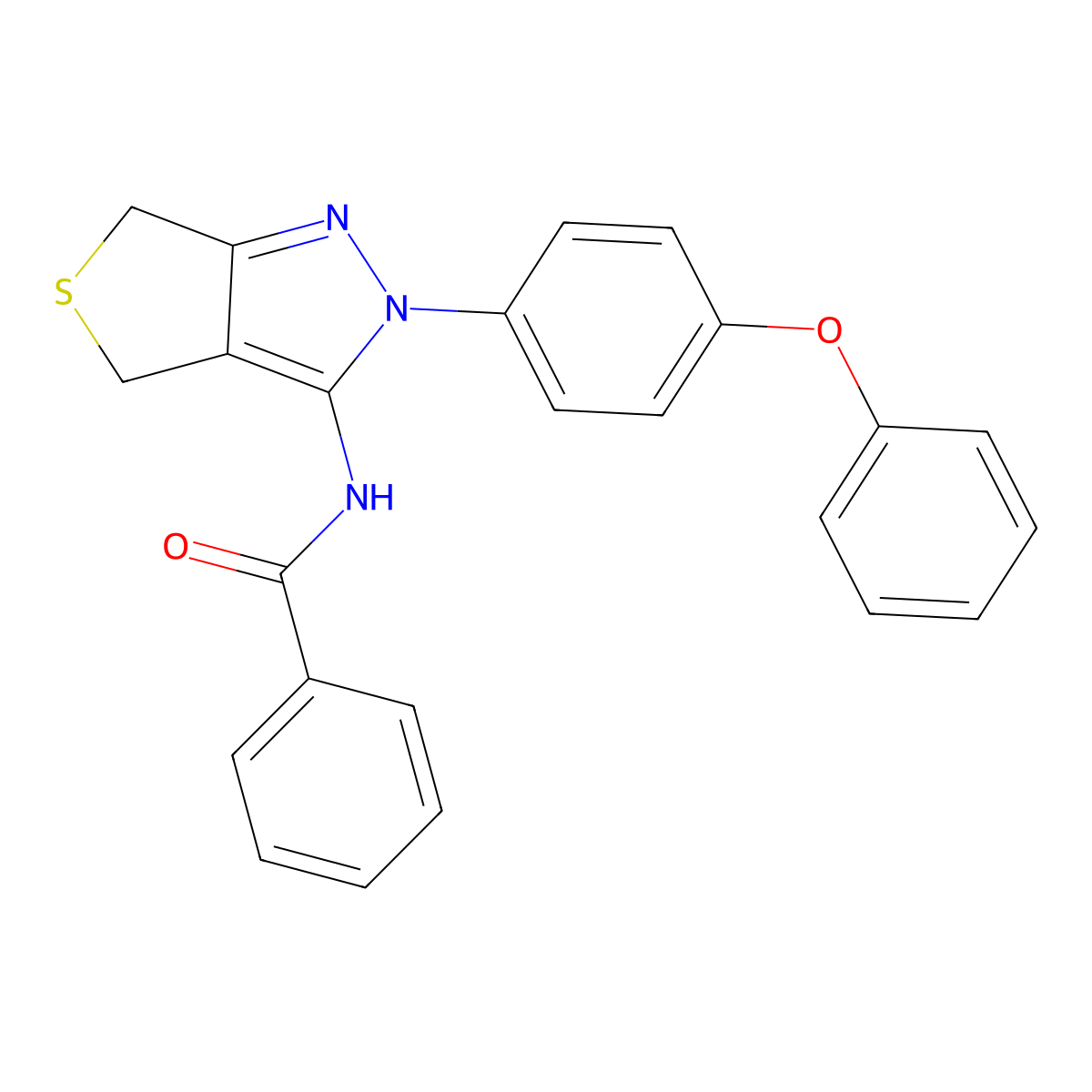 N-(2-(4-phenoxyphenyl)-4,6-dihydro-2H-thieno[3,4-c]pyrazol-3-yl)benzamide molecular structure, CAS 396719-75-8