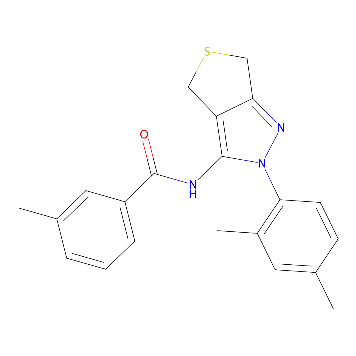N-(2-(2,4-dimethylphenyl)-4,6-dihydro-2H-thieno[3,4-c]pyrazol-3-yl)-3-methylbenzamide molecular structure, CAS 396719-84-9