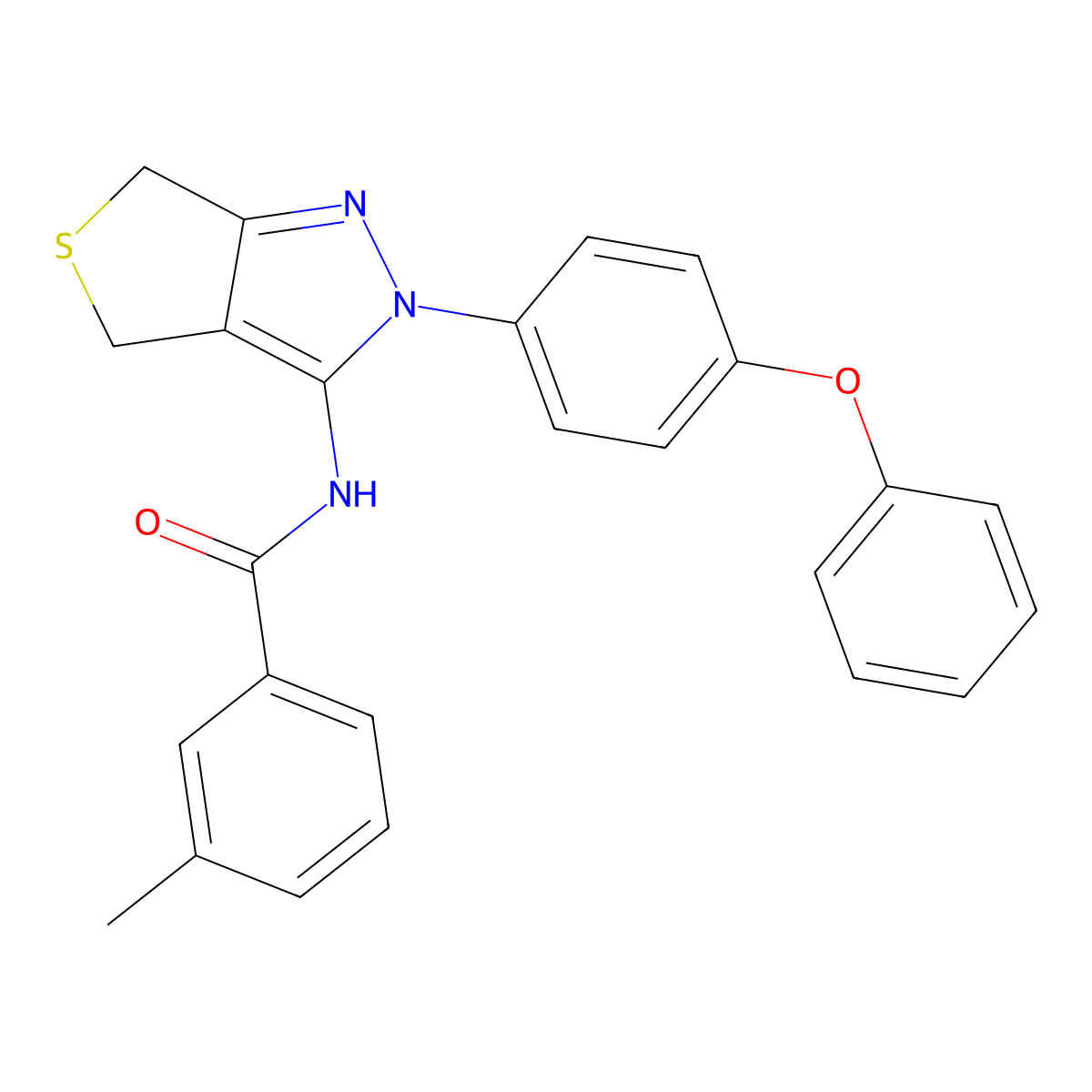 3-methyl-N-(2-(4-phenoxyphenyl)-4,6-dihydro-2H-thieno[3,4-c]pyrazol-3-yl)benzamide molecular structure, CAS 396719-86-1