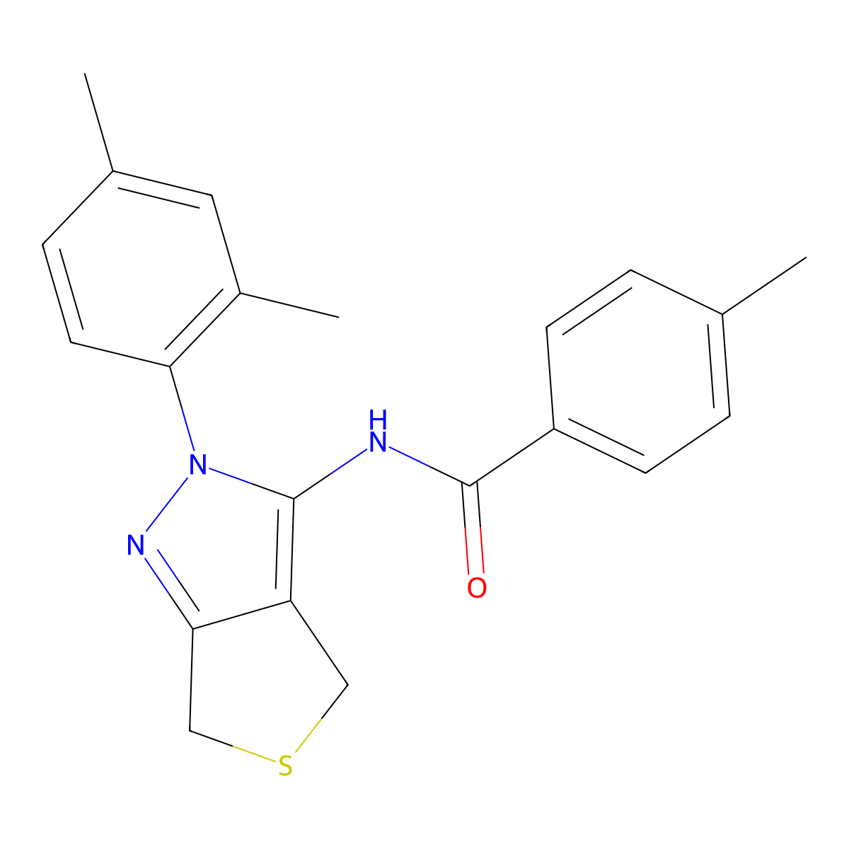 N-[2-(2,4-dimethylphenyl)-4,6-dihydrothieno[3,4-c]pyrazol-3-yl]-4-methylbenzamide molecular structure, CAS 396719-90-7