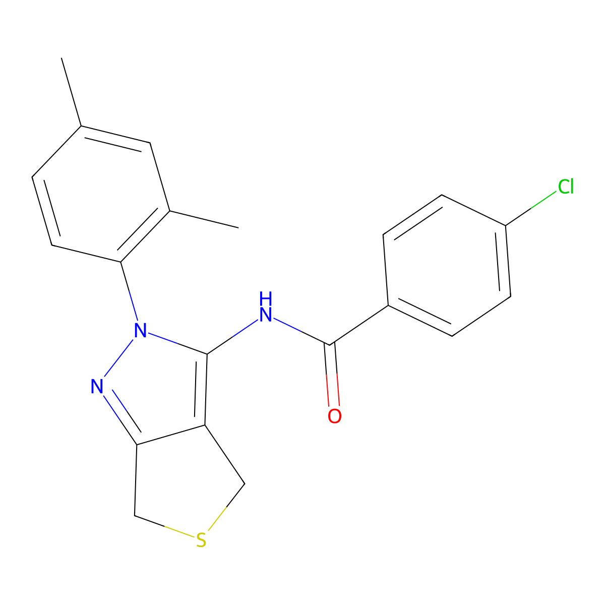 4-chloro-N-(2-(2,4-dimethylphenyl)-4,6-dihydro-2H-thieno[3,4-c]pyrazol-3-yl)benzamide molecular structure, CAS 396719-96-3