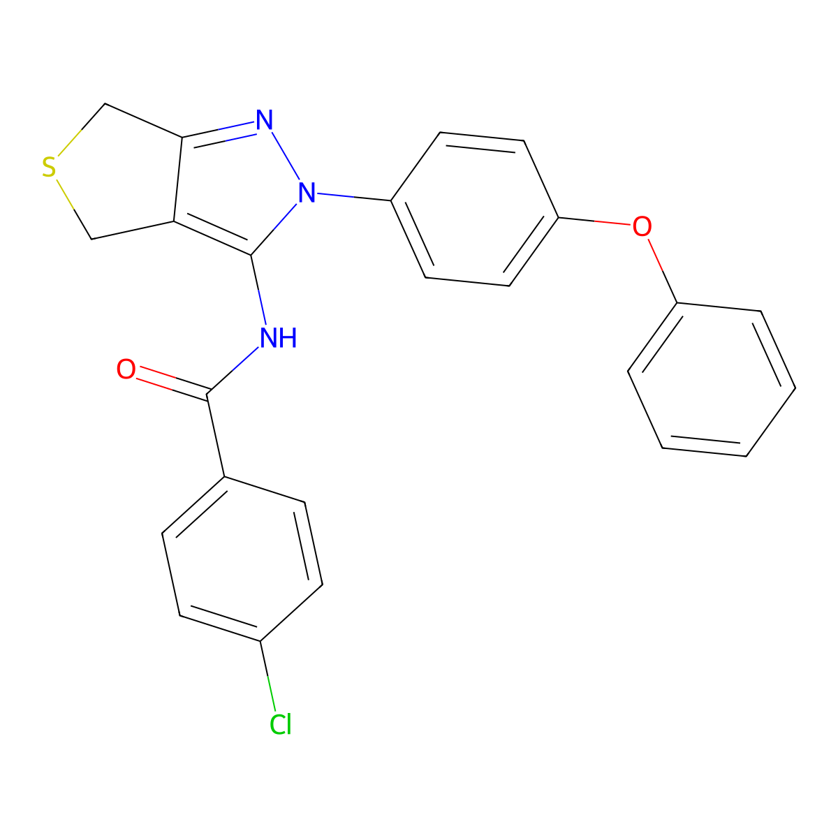 4-chloro-N-(2-(4-phenoxyphenyl)-4,6-dihydro-2H-thieno[3,4-c]pyrazol-3-yl)benzamide molecular structure, CAS 396719-98-5