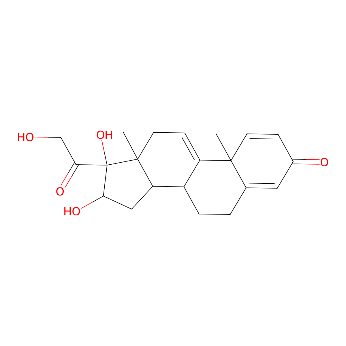 16alpha,17,21-Trihydroxy-pregna-1,4,9(11)-triene-3,20-dione molecular structure, CAS 39672-76-9