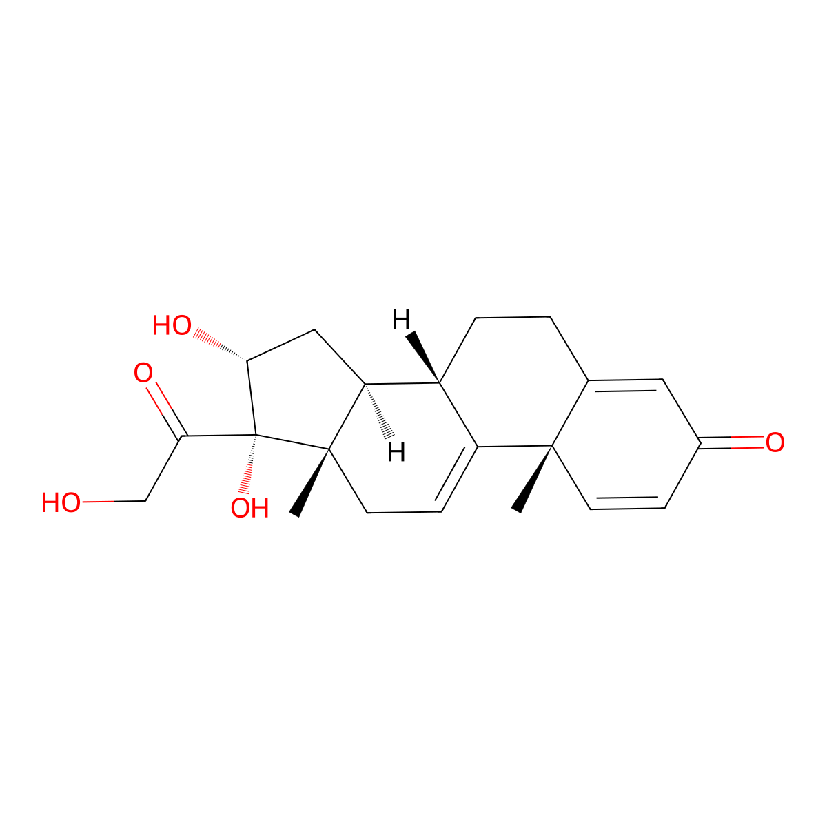 16alpha,17,21-Trihydroxy-pregna-1,4,9(11)-triene-3,20-dione molecular structure, CAS 39672-76-9