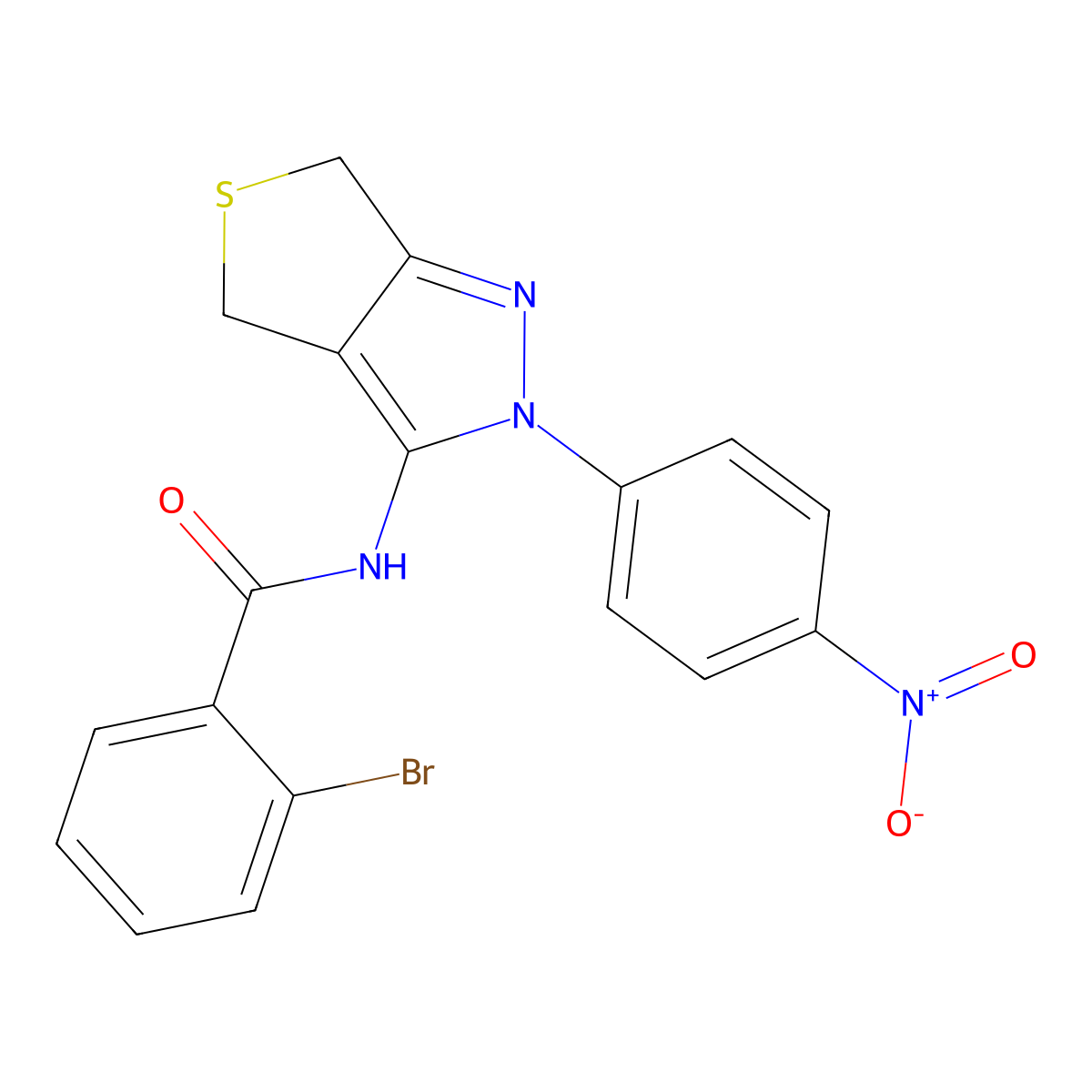 2-bromo-N-(2-(4-nitrophenyl)-4,6-dihydro-2H-thieno[3,4-c]pyrazol-3-yl)benzamide molecular structure, CAS 396720-11-9