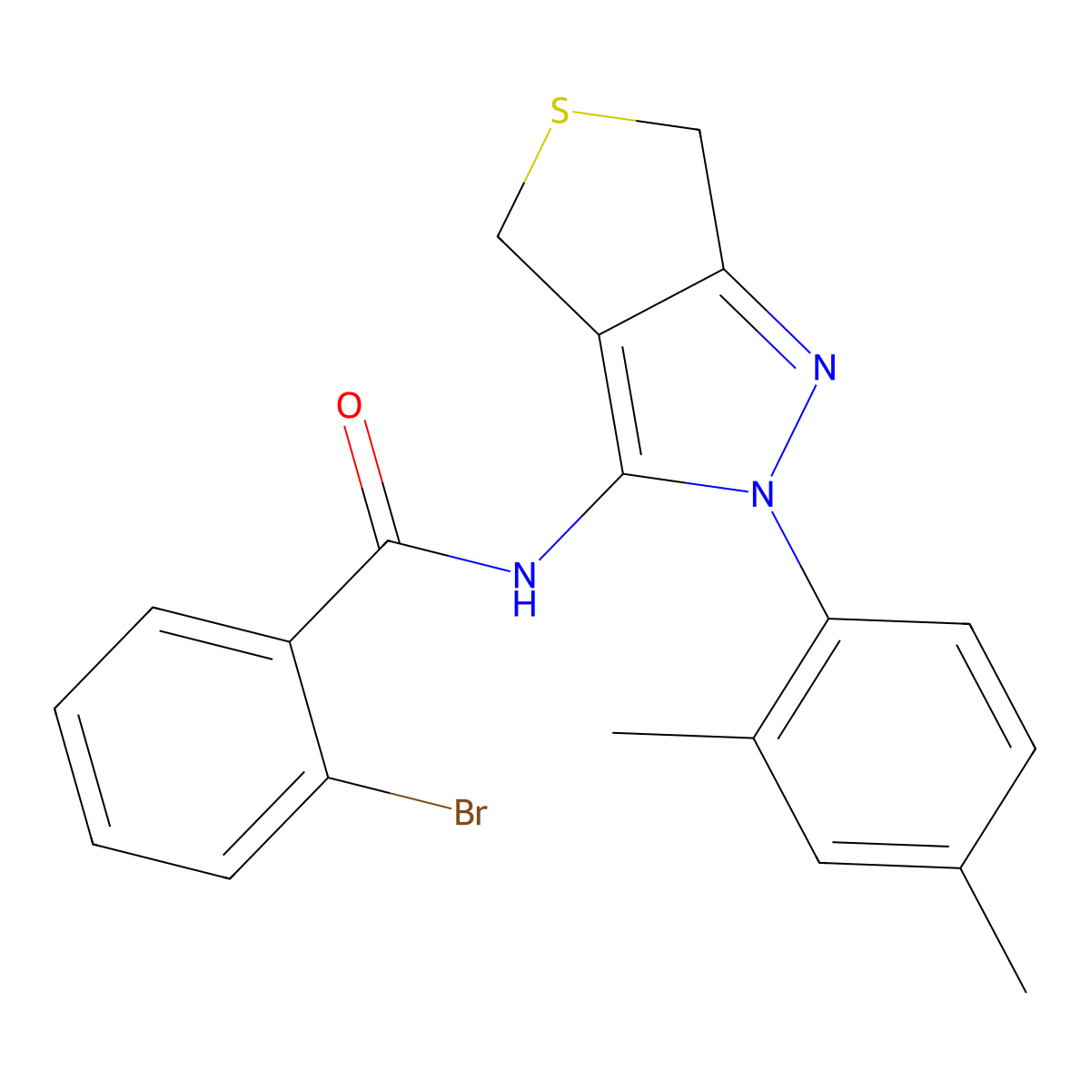 2-bromo-N-[2-(2,4-dimethylphenyl)-4,6-dihydrothieno[3,4-c]pyrazol-3-yl]benzamide molecular structure, CAS 396720-12-0