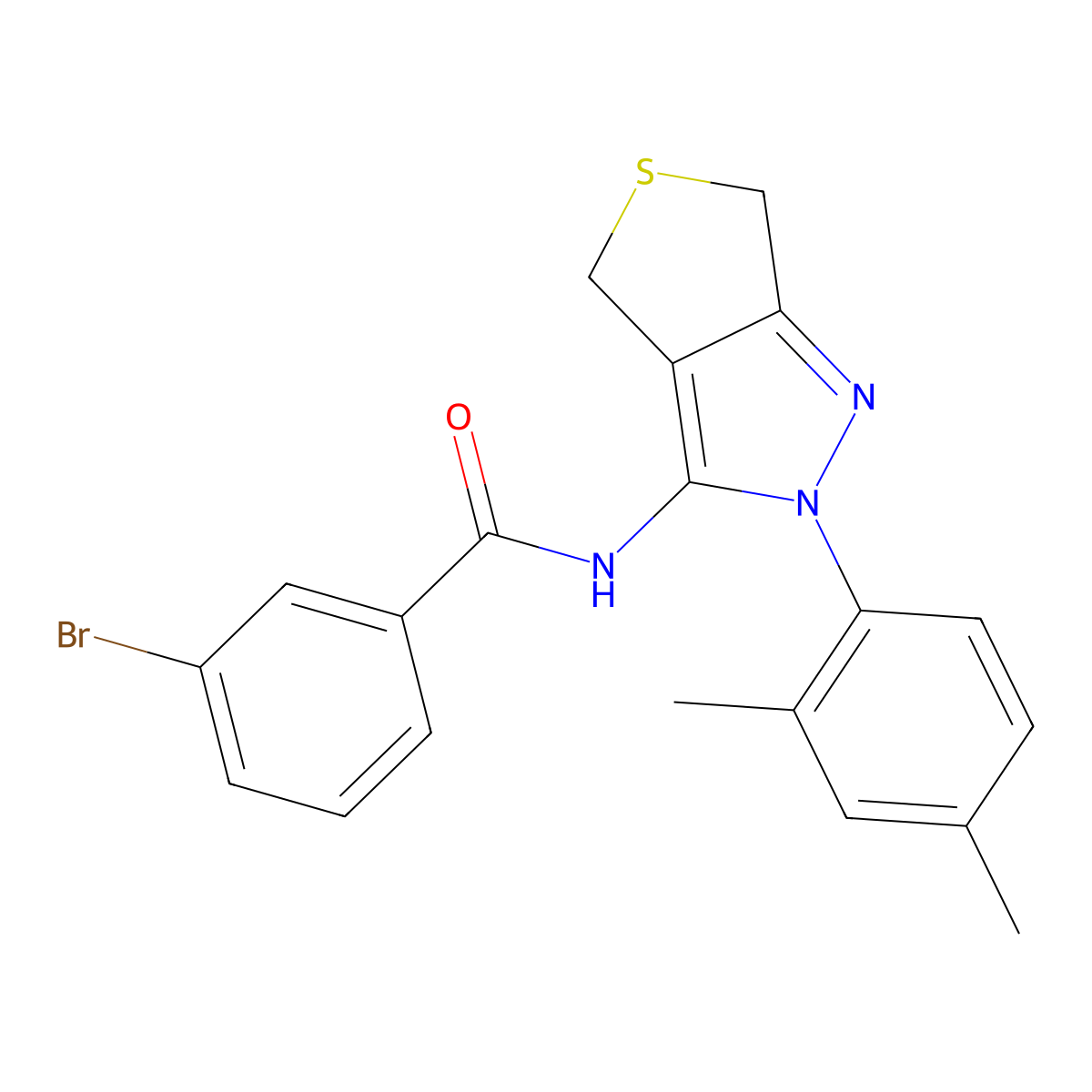 3-bromo-N-(2-(2,4-dimethylphenyl)-4,6-dihydro-2H-thieno[3,4-c]pyrazol-3-yl)benzamide molecular structure, CAS 396720-18-6